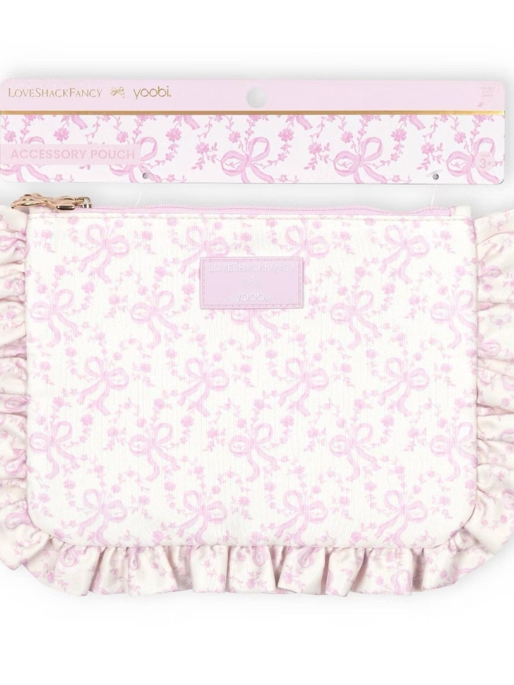 🎀 🎯 LoveShackFancy x Target - Yoobi Coquette Bow Pencil Case w/Ruffles Chantilly